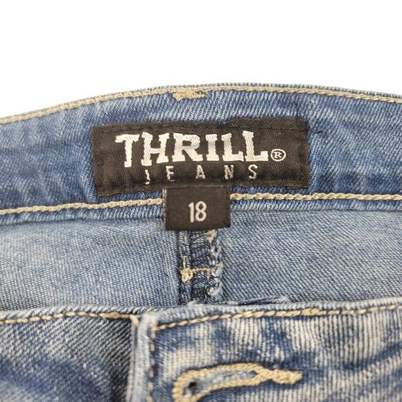 Thrill Jeans Casual Button Zip Denim Medium Wash Jeans Womens Size 18 Blue - Picture 2 of 10